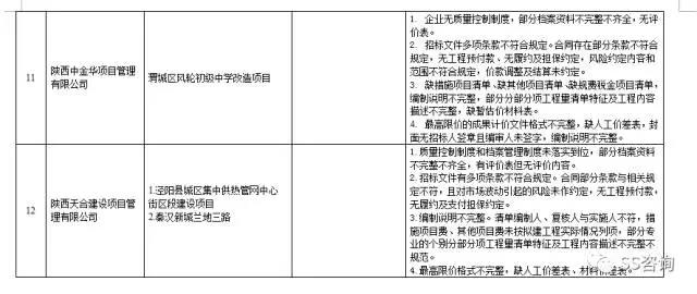 工程造價(jià)咨詢、招標(biāo)代理企業(yè)問(wèn)題列表