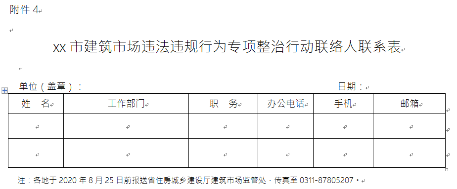 xx市建筑市場秩序?qū)ｍ椪涡袆勇?lián)絡人聯(lián)系表